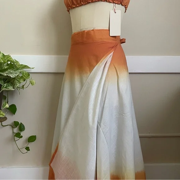 Anthropologie SIGAL Wrap Circle Skirt with Ruched Bandeau Top set in orange - L - Picture 10 of 11